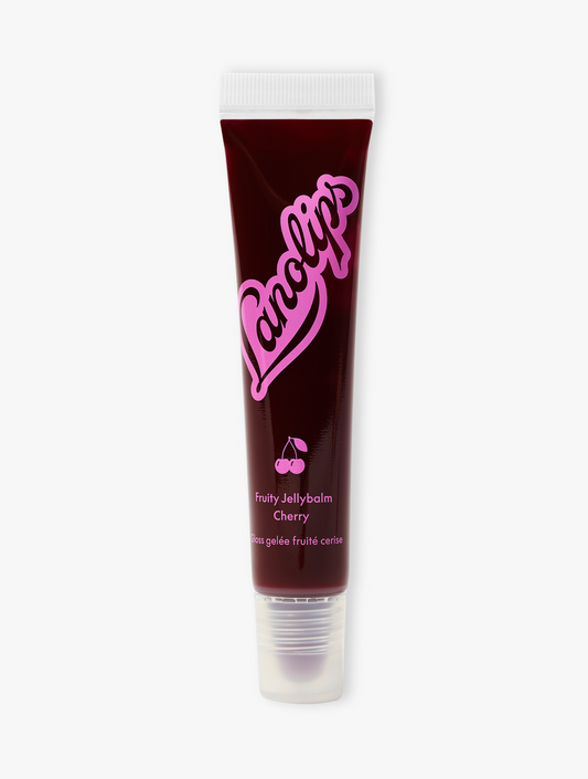 Product shot of the Lanolips Lip Water Watermelon, featuring the closed tube. This naturally fruity, tinted balm gives an ultra-soft transparent-cherry tint to deepen, brighten and enhance your natural lip colour.